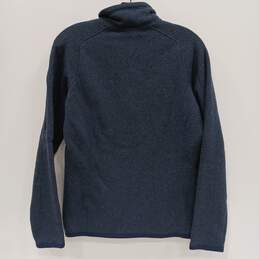 Mens Blue Quarter Zip Long Sleeve Mock Neck Fleece Pullover Sweater Size Medium alternative image