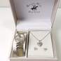 Beverly Hills Polo Club Silver Tone Watch, Necklace, & Earrings Set In Box image number 1