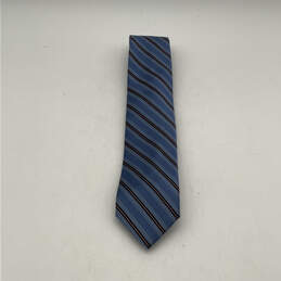 NWT Mens Blue Silk Striped Four-In-Hand Pointed Designer Neck Tie