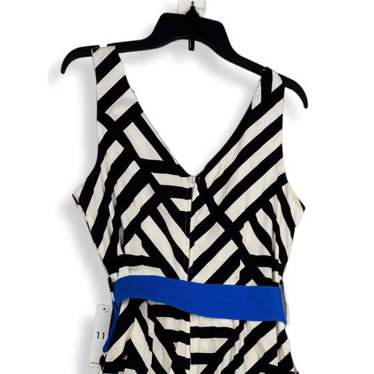 NWT Womens Black White Striped Sleeveless Back Zip Sheath Dress Size 11 image number 4