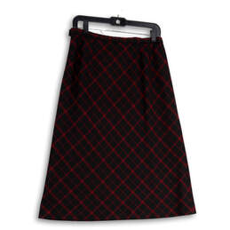 Womens Black Red Plaid Side Zip Knee Length A-Line Skirt Size 10 alternative image