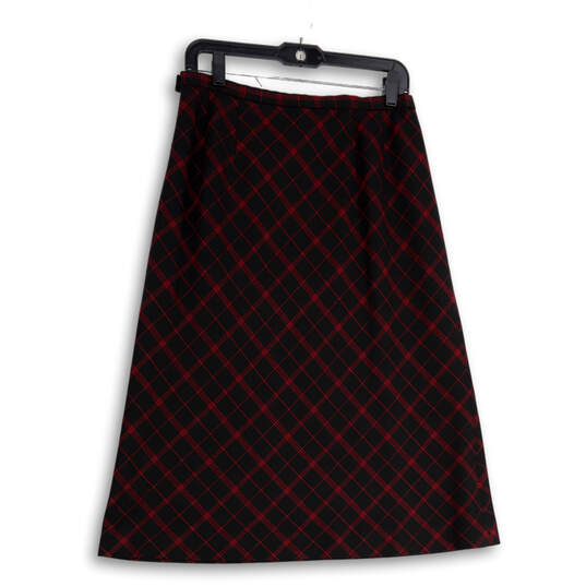 Womens Black Red Plaid Side Zip Knee Length A-Line Skirt Size 10 image number 2