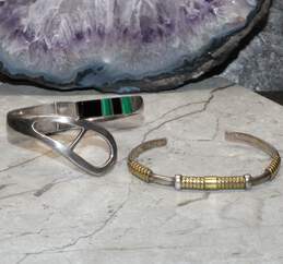 Bundle Of 2 Taxco Sterling Silver Cuff Bracelets - 72.9g alternative image