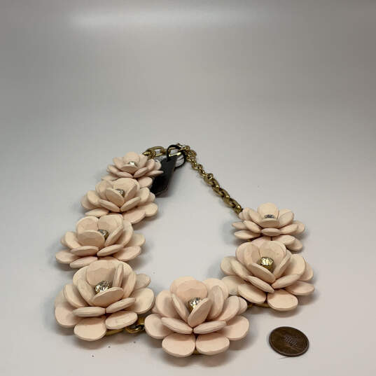 Designer J. Crew Gold-Tone Link Chain Floral Clasp Statement Necklace image number 3