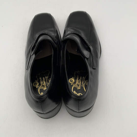 Mens Black Leather Square Toe Slip-On Formal Loafer Shoes Size 8 image number 5