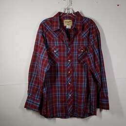 Mens Plaid Chest Pockets Long Sleeve Collared Button-Up Shirt Size 2XL