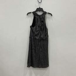 NWT Womens Silver Metallic Knit Sleeveless Halter Neck Mini Dress Size 10 alternative image