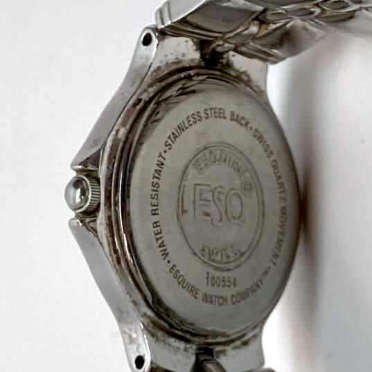 Designer ESQ Swiss Silver-Tone Round Dial Analog Bracelet Wristwatch image number 5