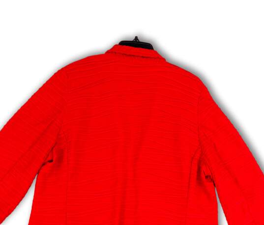Womens Red Long Sleeve Notch Lapel Pockets Open-Front Blazer Jacket Size 3 image number 4