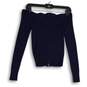 NWT Soho New York & Company Jeans Womens Navy Blue Knitted Full-Zip Sweater XS image number 2