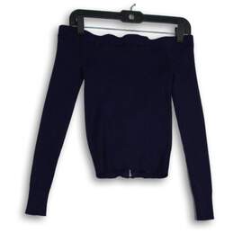 NWT Soho New York & Company Jeans Womens Navy Blue Knitted Full-Zip Sweater XS alternative image