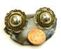 Taxco Mexico 925 & Brass Accented Dome Rope & Stamped Circle Post Earrings 11.4g image number 4