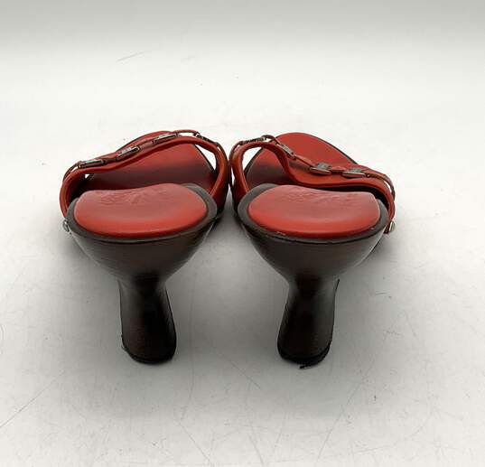 Salvatore Ferragamo Women's Orange Leather Heel Slides Size 8.5 image number 5