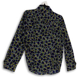 Womens Multicolor Floral Long Sleeve Collared Full-Zip Blouse Top Size M alternative image