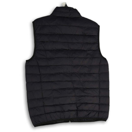 Mens Black Mock Neck Sleeveless Full-Zip Puffer Vest Size Medium image number 2