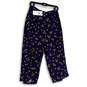 NWT Womens Blue Yellow Floral Elastic Waist Wide Leg Cropped Pant Size 6 image number 3