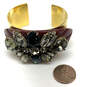 Designer J. Crew Gold-Tone Crystal Cut Stone Adjustable Cuff Bracelet image number 2