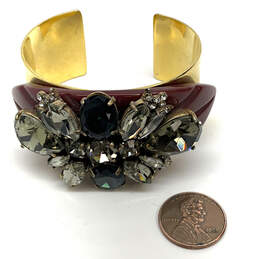 Designer J. Crew Gold-Tone Crystal Cut Stone Adjustable Cuff Bracelet alternative image