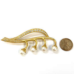 Designer Swarovski Crystal Stone And Faux Pearl Lilly of the Valley Brooch alternative image