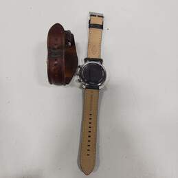 2pc Set of Men's Fossil Leather Band Watches alternative image