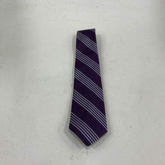 NWT Men's Purple Striped Silk Four In Hand Adjustable Pointed Necktie image number 1