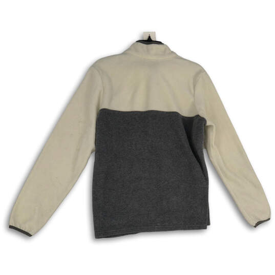 Womens White Mock Neck Long Sleeve Fleece Pullover Jacket Size Large image number 3