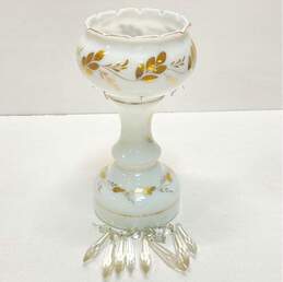 Opaline Vintage Milk Glass Mantle Lamp Gold Gilt Decorative Deco Glass