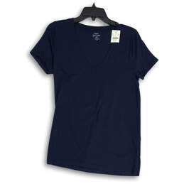 NWT Womens Navy Blue Short Sleeve V-Neck Pullover T-Shirt Size Medium