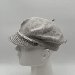 Womens Gray Knitted Front Studs Fashionable Fitted Newboy Hat One Size