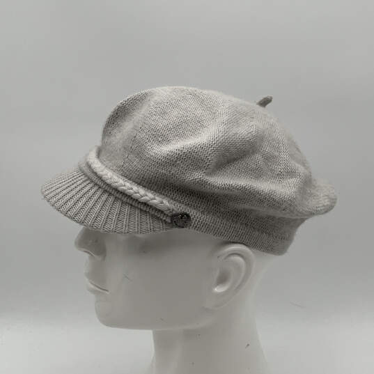 Womens Gray Knitted Front Studs Fashionable Fitted Newboy Hat One Size image number 1