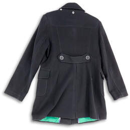 Womens Black Collared Long Sleeve Front Pocket Casual Trench Coat Size 12 alternative image