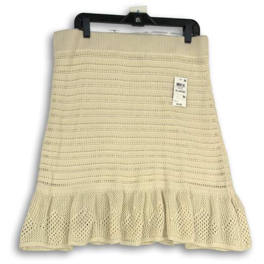NWT Womens Ivory Crochet Elastic Waist Ruffle Hem Pull-On Mini Skirt Size XL image number 1