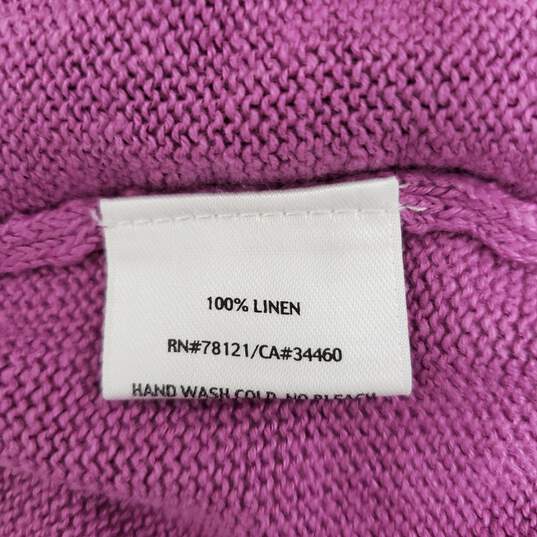 Eileen Fisher WM's Open Knit Pink 100% Linen Cardigan Open Sweater Size L image number 3