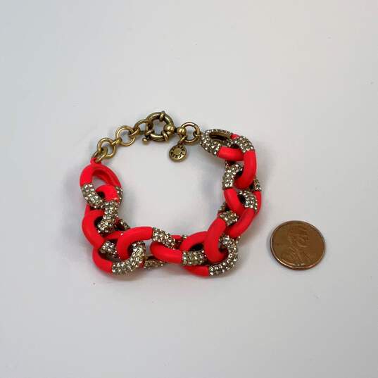 Designer J. Crew Gold-Tone Rhinestone Spring Ring Clasp Chain Bracelet image number 4