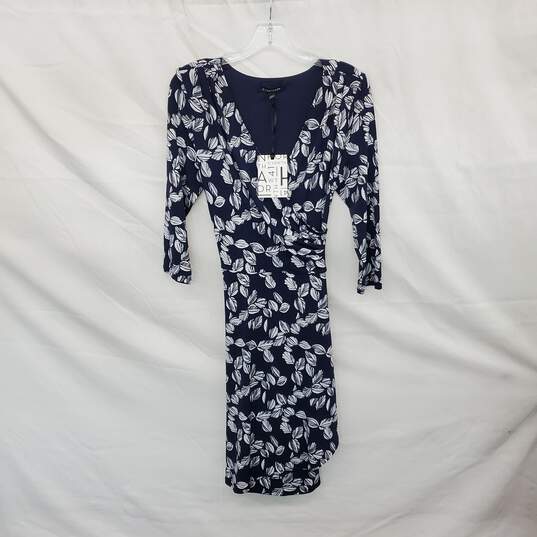 41 Hawthorn Navy Blue & White Patterned Faux Wrap Midi Dress WM Size L NWT image number 1