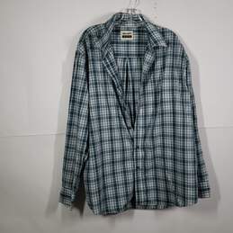 Mens Plaid Regular Fit Collared Long Sleeve Chest Pocket Button-Up Shirt Sz XXL