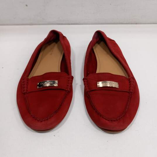 Women's A9127 Fredrica Nubuck Red Suede Loafers Size 8B image number 1