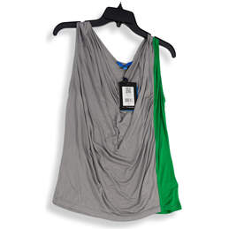 NWT Womens Gray Green V-Neck Sleeveless Pullover Tank Top Size Medium