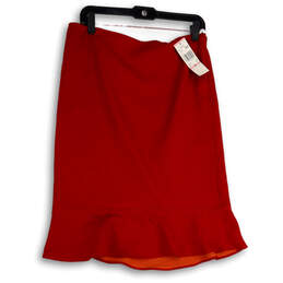 NWT Womens Red Flat Front Side Zip Peplum Straight & Pencil Skirt Size 10 alternative image