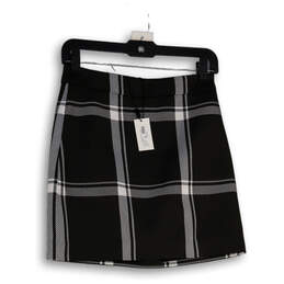 NWT Womens Black White Plaid Stretch Straight And Pencil Skirt Size 0