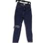 Womens Blue Distressed Denim Medium Wash Pockets Skinny Leg Jeans Size 8 image number 1