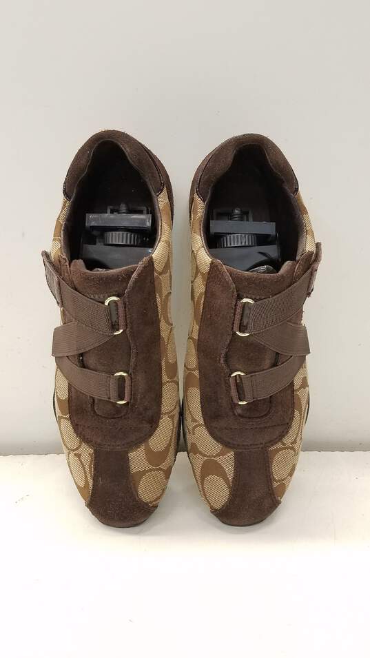 COACH Kyrie Tan Brown Signature Print Canvas Suede Sneakers Women's Size 8 M image number 6