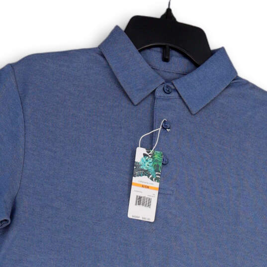 NWT Mens Blue Short Sleeve Regular Fit Spread Collar Polo Shirt Size Small image number 3