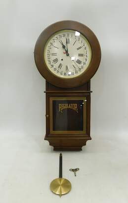 Vintage Heyden Trapani Regulator Wall Clock With Key