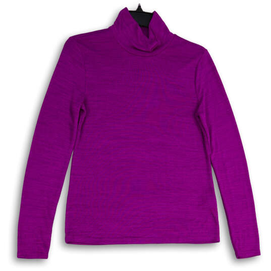 Womens Purple Mock Neck Long Sleeve Pullover T-Shirt Size XS image number 1