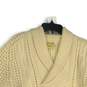 Falcarragh Mens Cream Cable Knit Shawl Collar Long Sleeve Pullover Sweater Sz M image number 3