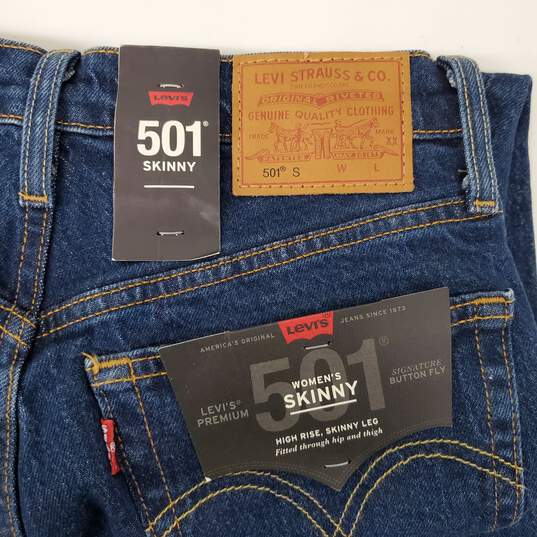 NWT WM's Levi's 501 Skinny High Rise Blue Jeans Size 25 x 32 image number 3
