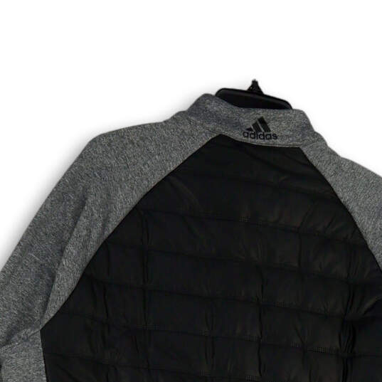 Mens Gray Black Long Sleeve Mock Neck 1/2 Zip Pullover Jacket Size L image number 4