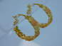 14k Yellow & Rose Gold Textured Floral Hoop Earrings 3.5g image number 3