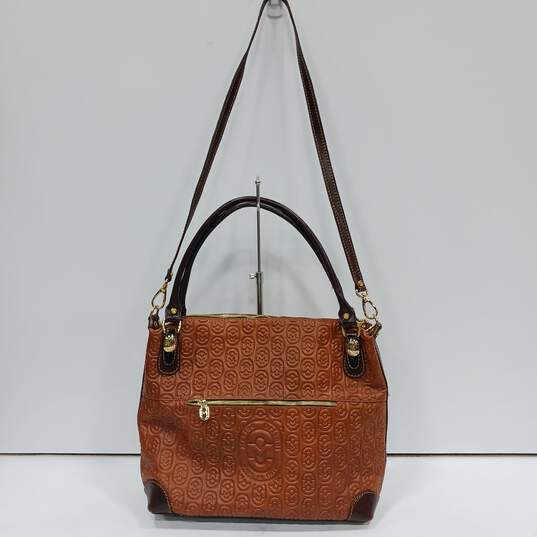 Marino Orlandi Women's Embossed Brown Leather Crossbody/Tote Bag image number 2